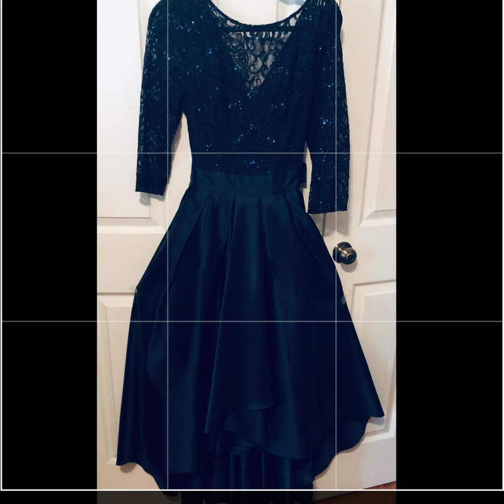 Blue dress long back length and short front length